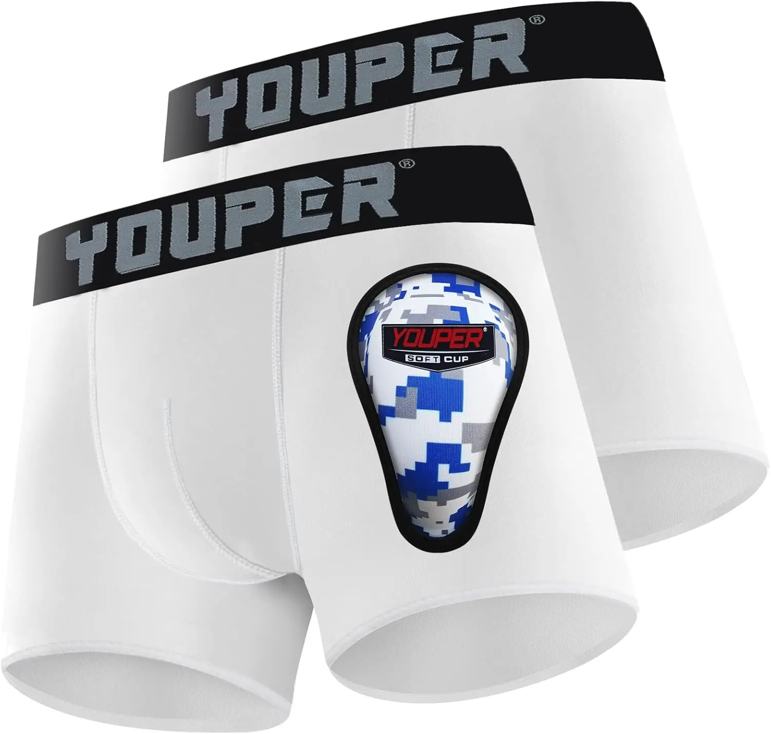 

Youth Compression Underwear with Soft Protective Cup for Baseball & Football, 2-Pack Athletic Briefs