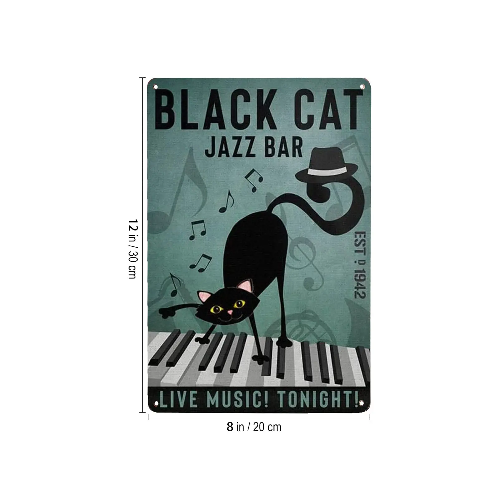 Lesiker Vintage Metal Sign Black Cat Jazz Bar Tin Signs for Home Bar Coffee12 X 8