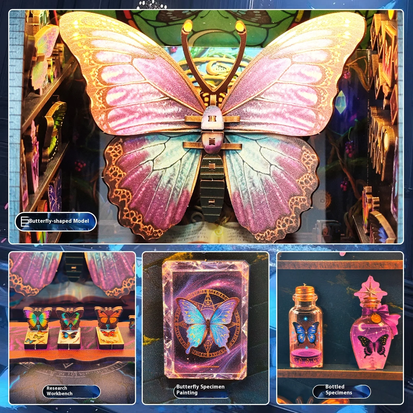 Maison de scène à faire soi-même, support de Collection de papillons, maison d'art créative, assemblage fait à la main, jouet éducatif, cadeau, maison de poupée Miniature