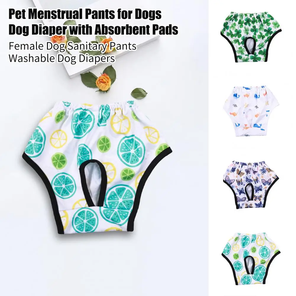 Dog Menstrual Pants Reusable Printed Dog Diapers Breathable Pet Sanitary Panties Elastic Waist Puppy Hygiene Pants For Cats Dogs