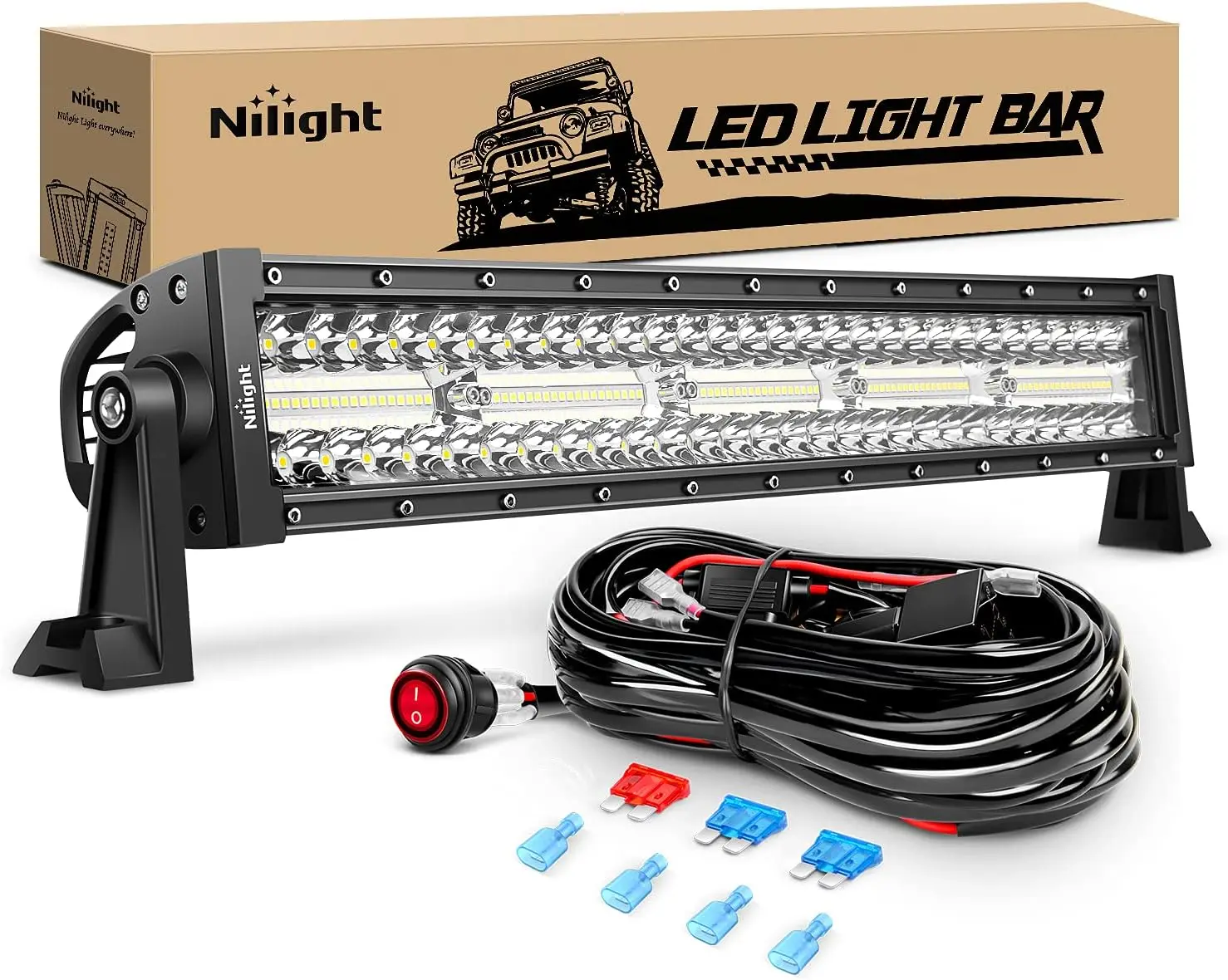 

22Inch 480W Triple Row LED Light Bar with Flood Spot Combo, Waterproof Off-Road Lighting for Trucks SUV ATV UTV