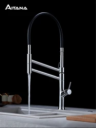 Chrome modern high-end brass kitchen faucet magnetic suction design single handle cold & hot dual-control 2-function sink Tap