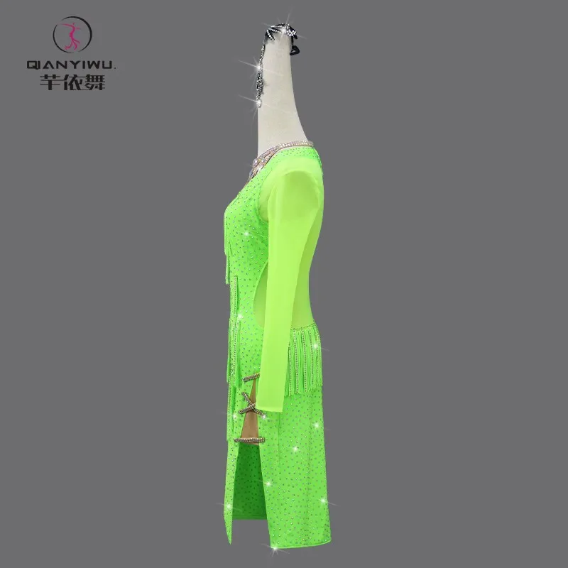 Vestido de Baile Latino con Flecos para Fiestas, Disfraces de Escenario, Ropa Sexy para Niñas, Traje de Práctica de Baile Elegante para Mujer, Ropa de Baile Nueva ropa para competicion danza latina flamenco falda niña