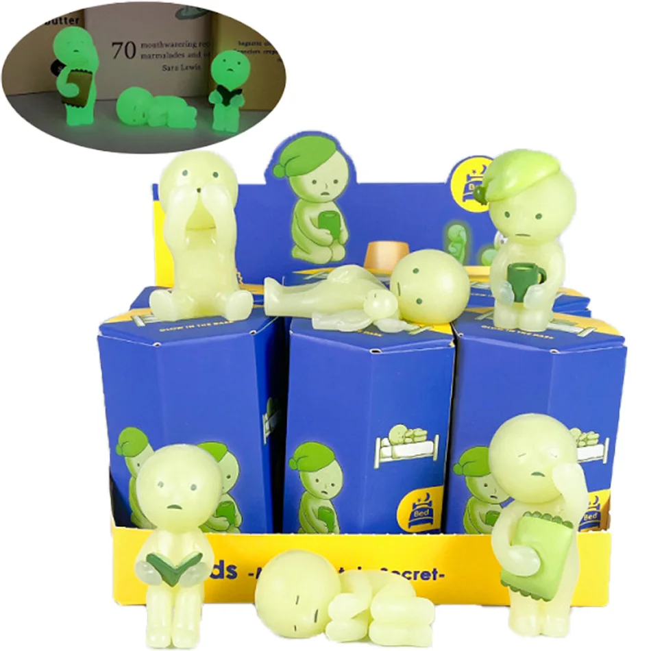 6 قطعة/المجموعة صندوق أعمى اللعب مضيئة قزم غرفة نوم سلسلة نموذج الزاوية مضيئة دمية الهدايا اللعب جمع الحلي هدايا عيد