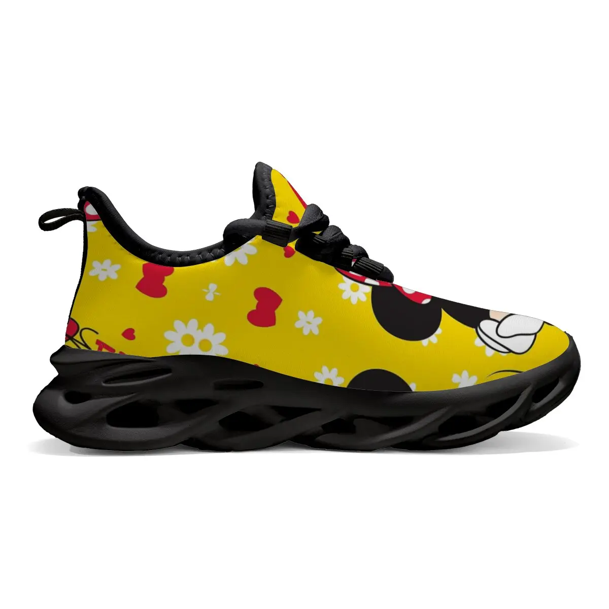 

Детская повседневная обувь на плоской подошве с рисунком Диснея Микки Мауса на шнуровке, летающая тканая двухцветная спортивная обувь на мягкой подошве