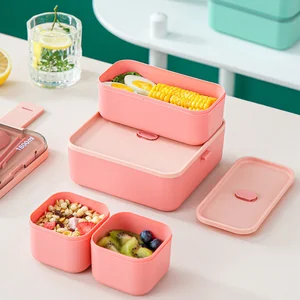 1PC 1100mL Bữa trưa bằng nhựa với nĩa và vi sóng được niêm phong bằng văn phòng công nhân di động Hộp đồ ăn nhẹ Tupperware 8 Bộ Tupperware bán hàng chính - 2