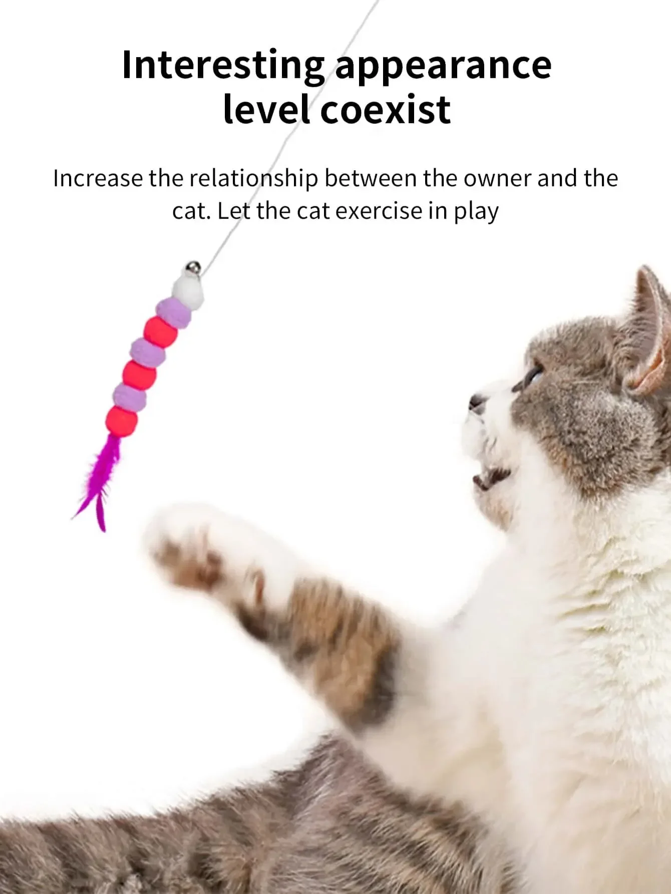 FV 1 PCs New Elastic String Imitated Furs Bug Funny Cat Stick Suitable for Cats