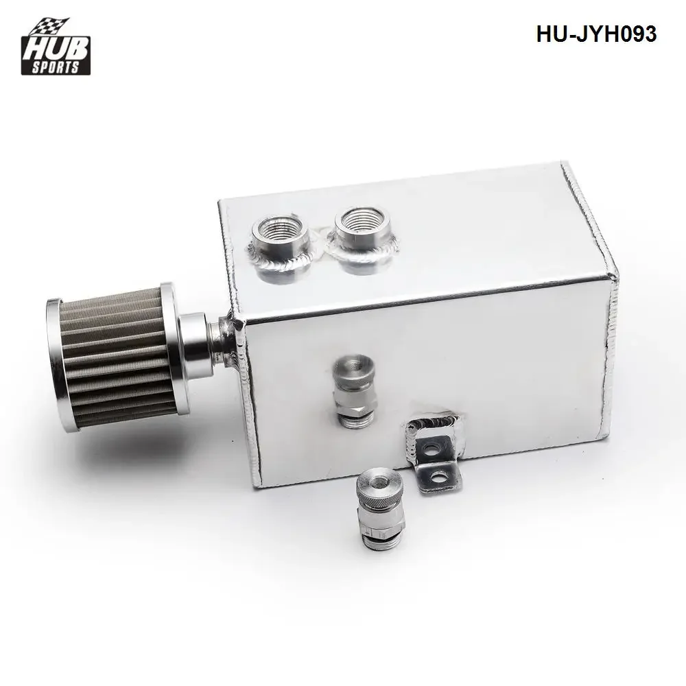 HUB sports Aluminum Oil Catch Can With Breather & Drain Tap 3LT Baffled Square Fuel Tank HU-JYH093