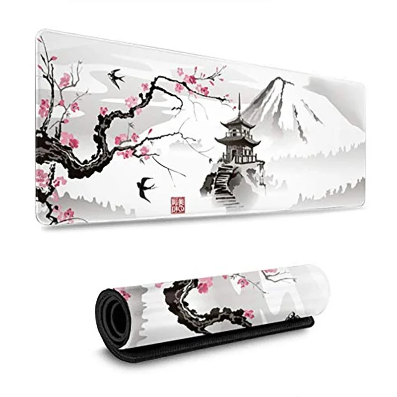 Black And White Cherry Blossom Sakura Custom Home Computer Keyboard Pad Desk Mats Laptop Soft Anti-slip Table Mat Mouse pad