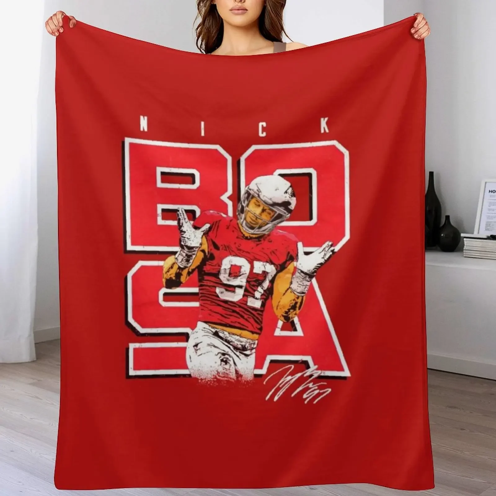 Nick Bosa Throw Blanket Thin Soft Blanket for Summer Night Sleeping