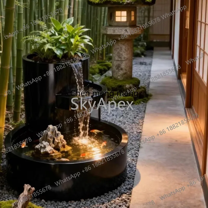 

Stainless Steel Fish Pond Finished Custom Indoor Outdoor Courtyard Terrace Flower Box Water Feature Flowing