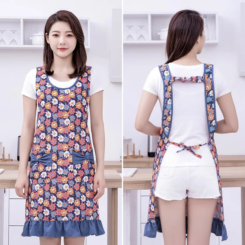 Small, fresh, fashionable lace apron, home kitchen, shoulder style, thick cotton fabric, Korean version