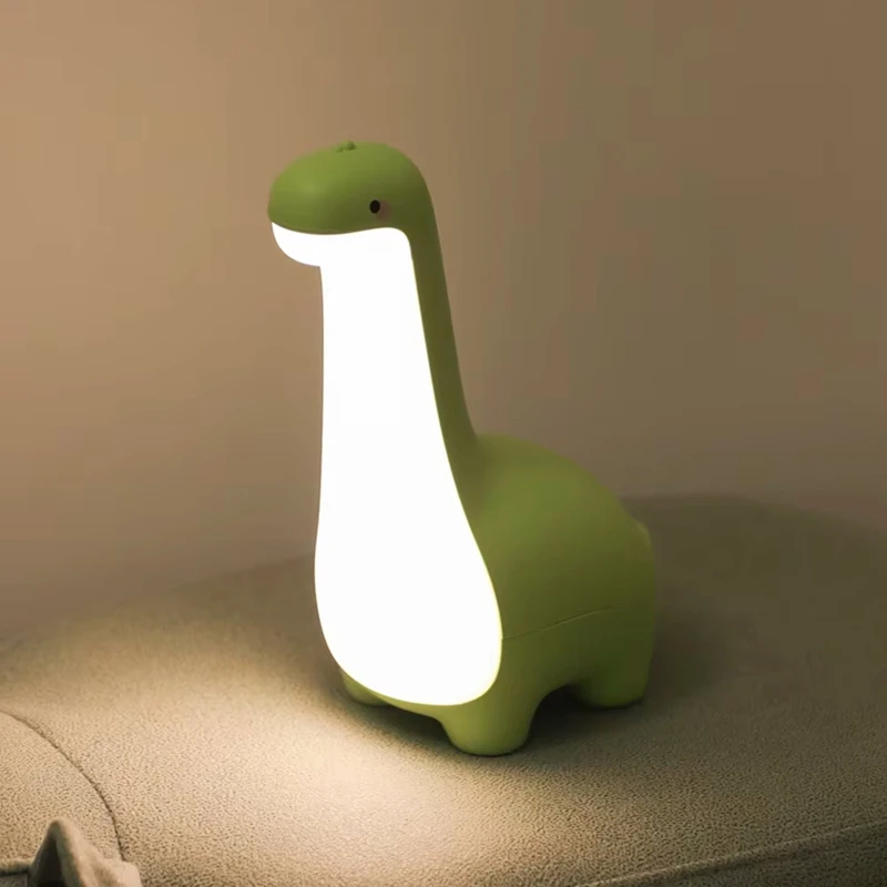 Luz noturna de dinossauro para crianças – lâmpada de cabeceira fofa com proteção para os olhos, carregamento USB, decoração ideal para quarto