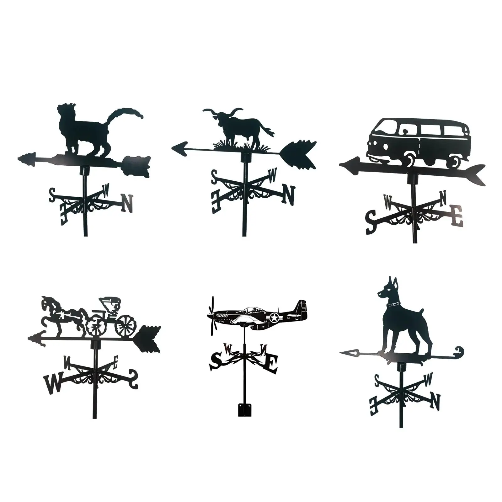 Iron Weathervane Roof with Ornament Wind Indicator Kit Wind Direction Wind Vane for Garden Wedding Fence Party Ornament