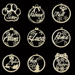 Personalized Christmas Snowflake Ball Custom Laser Cut Baubles Different Name Ornament Christmas Hanging Gift Tree Wooden Tags