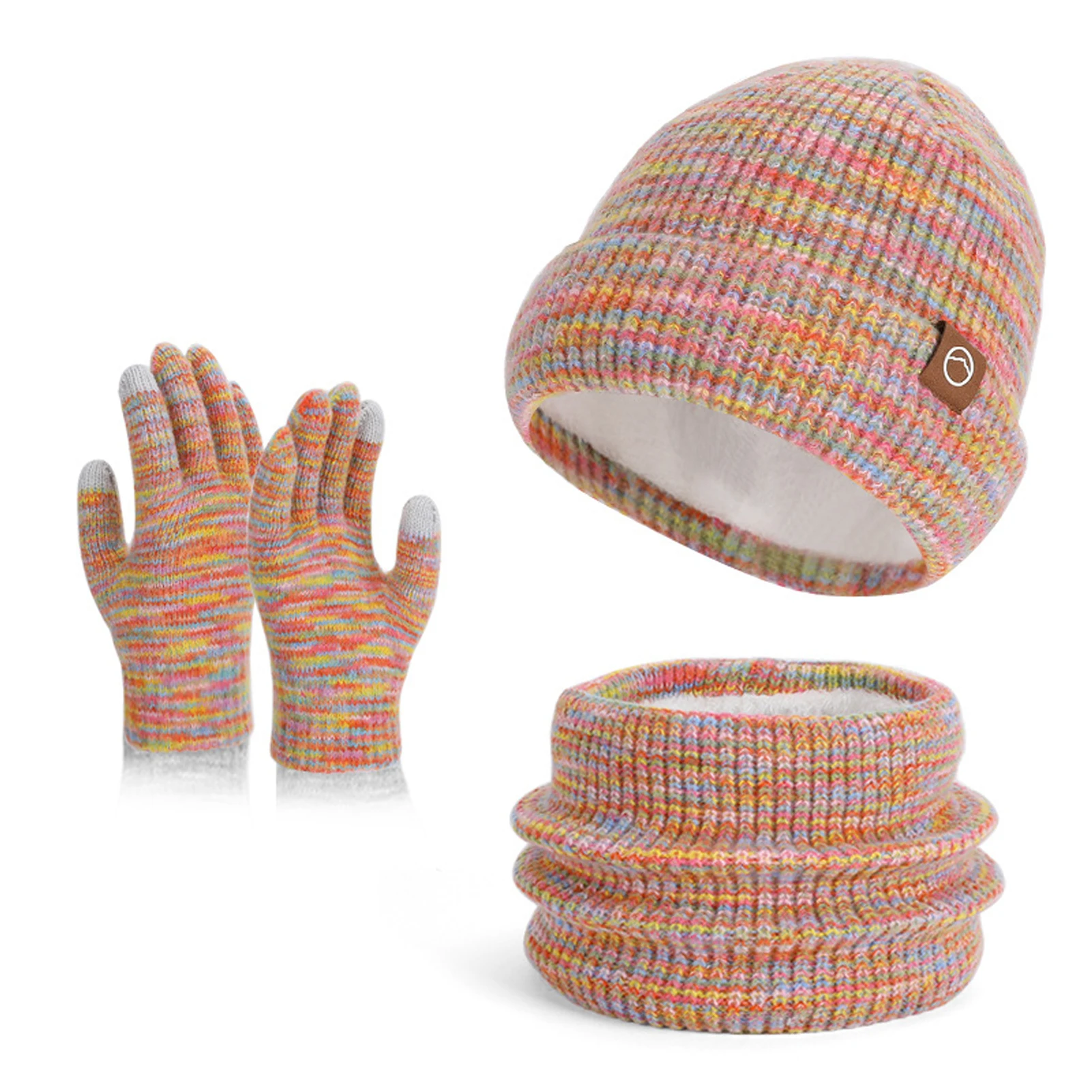 3PCS Women’s Knitted Hat Beanie Cap Winter Coldproof Hat Scarf Gloves Sets Outdoor Warm Windproof Hat Fit Skiing Cycling Sets