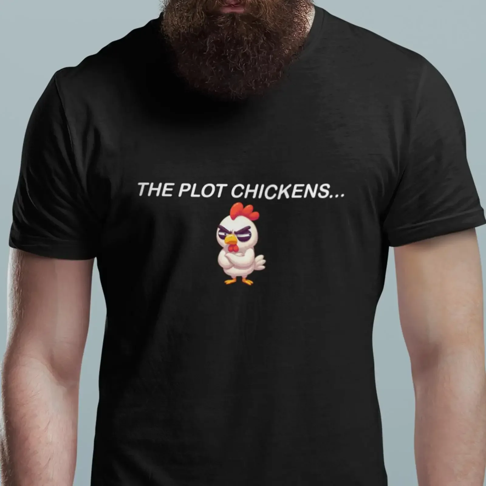 The Plot Chickens Funny T Shirt Chicken Pun Humour Thickens Storytelling Conversation Starter Eye Catching vintage Washed