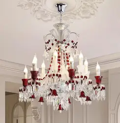 Modern Crystal Chandelier Clear Red Color D65cm H72cm Candle Lamp Living Room Bedroom Dining K9 Light 110v-220v Lighting Fixture