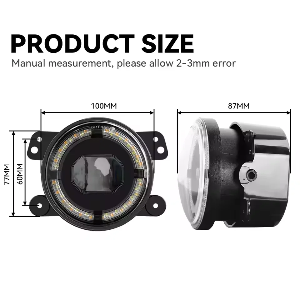 2 قطعة 60 واط 4 بوصة مستديرة LED الجبهة الضباب الخفيف ، مناسبة ل JP رانجلر JK TJ CJ ATV الأبيض DRL العنبر بدوره إشارة على الطرق الوعرة الأضواء