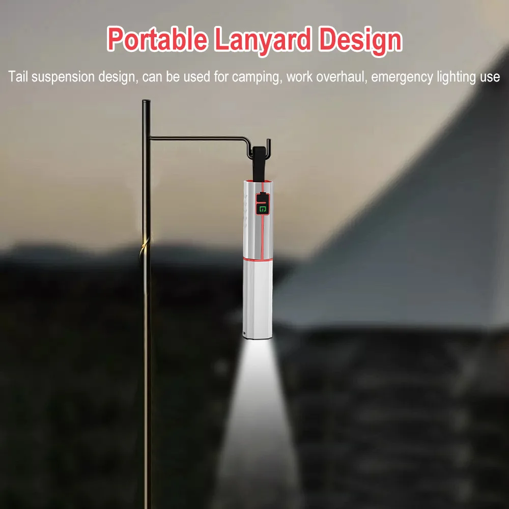 BORUiT Lanterna LED com zoom tipo C recarregável portátil tocha de longo alcance à prova d'água para acampamento ao ar livre caminhadas uso