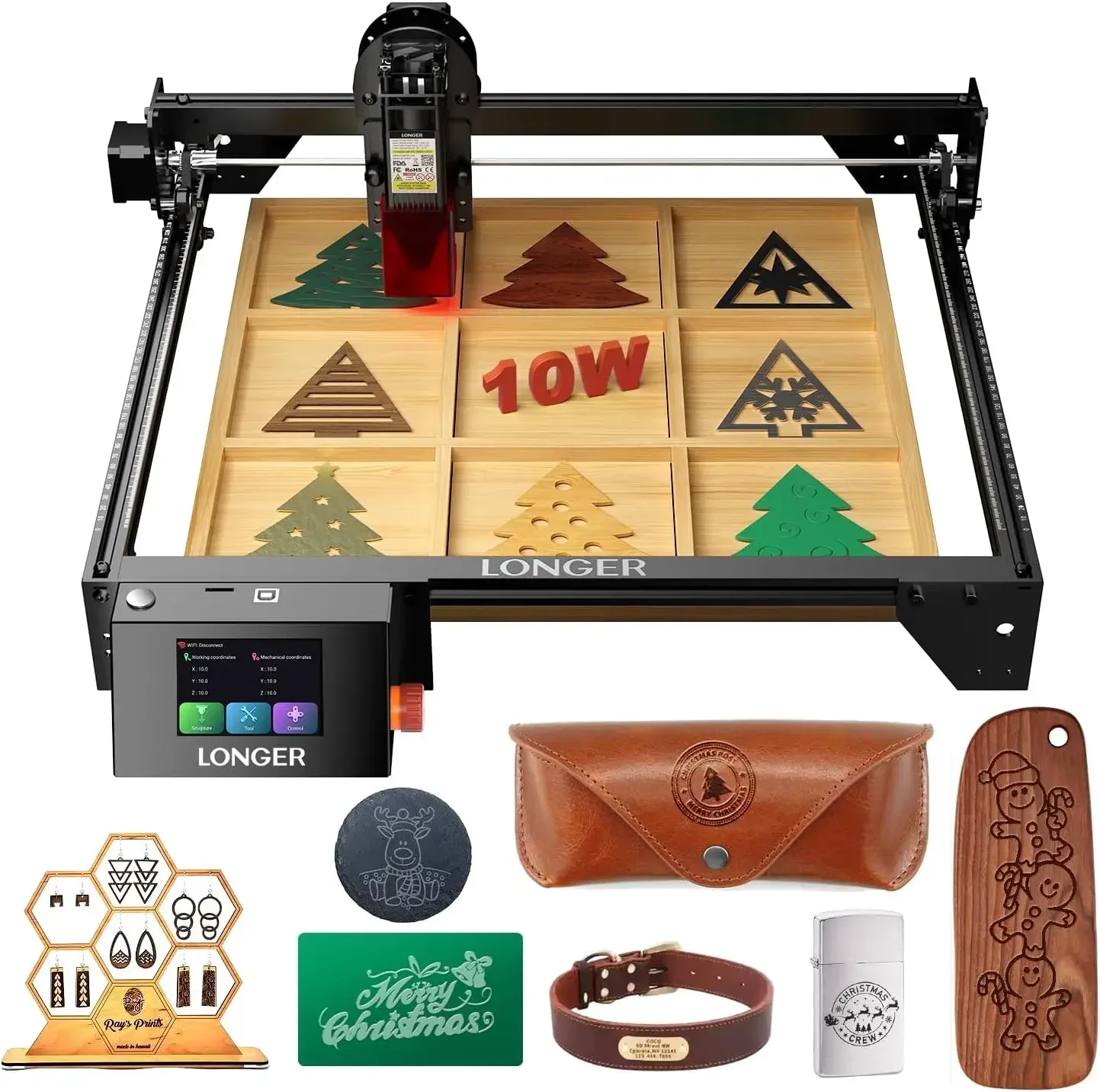 

Лазерный гравер BestsellerLonger RAY5, мощность 10 Вт, цветной сенсорный экран 3,5 дюйма, управление через приложение (офлайн), для самостоятельной гравировки