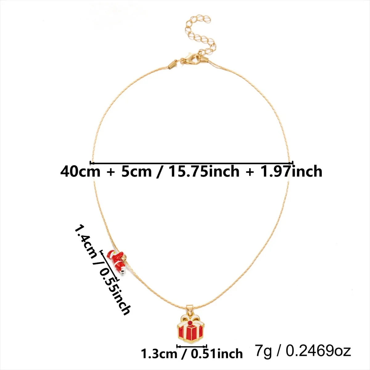 Weihnachts-Kletter-Santa-Weihnachtsmann-Geschenkbox-Anhänger-Halskette für Damen und Herren, Emaille-Santa-Weihnachtsmann-Teeservice-Choker, Neujahrsgeschenk-Schmuck – Detail 3