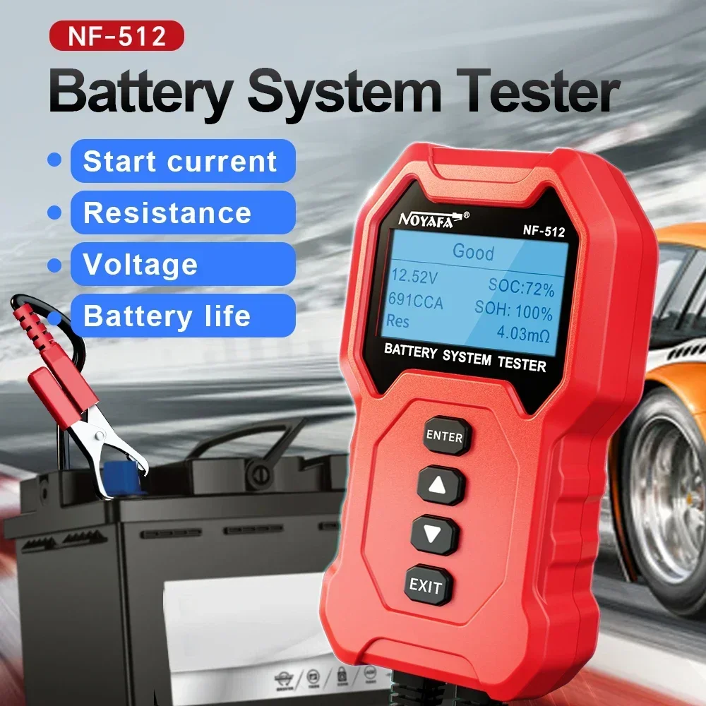 NOYAFA NF-512 Car Battery Tester Analyzer 12V 24V  Battery Analyzer Automotive Quick Load Plug Cranking Test Diagnostic Tools