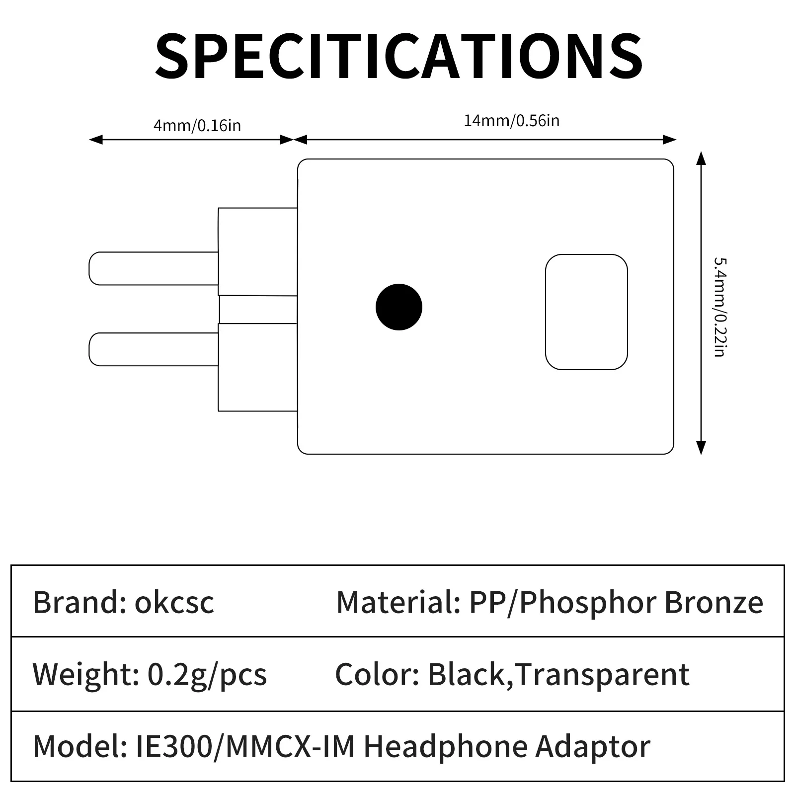 OKCSC 0.78 مللي متر 2 دبوس ذكر إلى IM أنثى سماعات محول ل SHUOER موصل/المغني/SOLOIST/EJ07/TAPE PRO سماعات موصل
