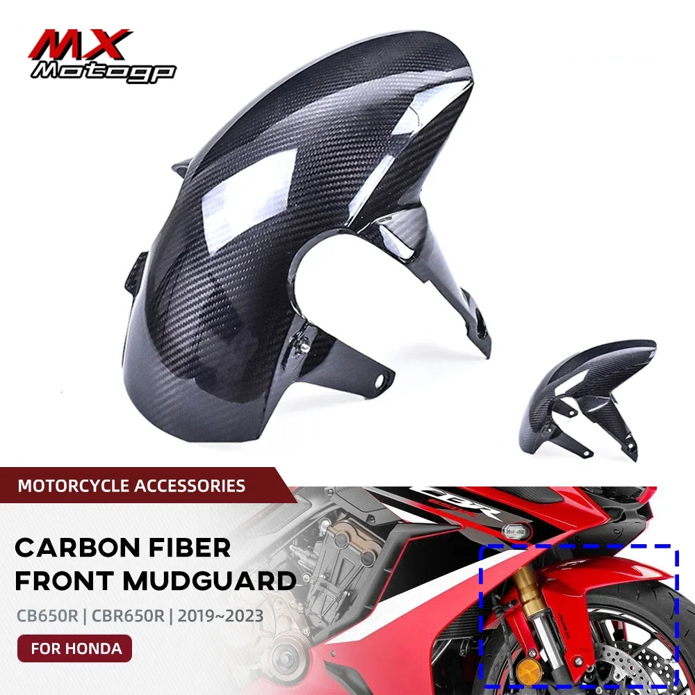 Carbon Fiber Front Fender Mudguard For HONDA CB650R CBR650R CB CBR 650R 2019-2023 Motorcycle Accessories Mud Guard Wheel Cover