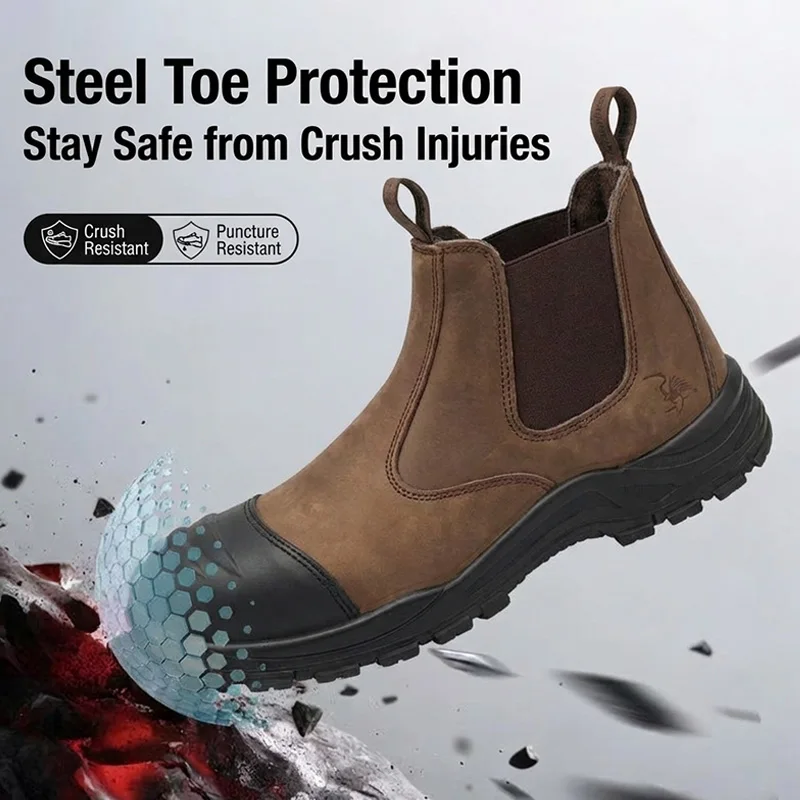

Men s Genuine Leather Chelsea Boots Welder Safety Shoes Steel Toe Anti Smash Anti Puncture Scalding Waterproof Heat Resistant