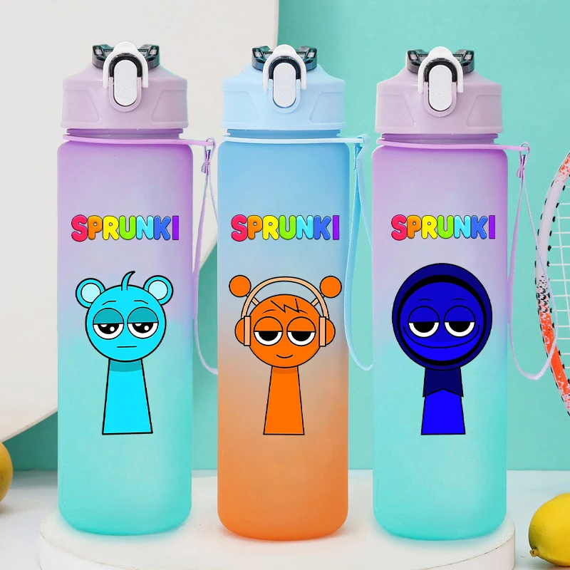 

Sprunki 750ml Gradient Fashion Water Cup Anime Good-looking Cups Students Portable Large Capacity Fashion Water Bottle Gifts