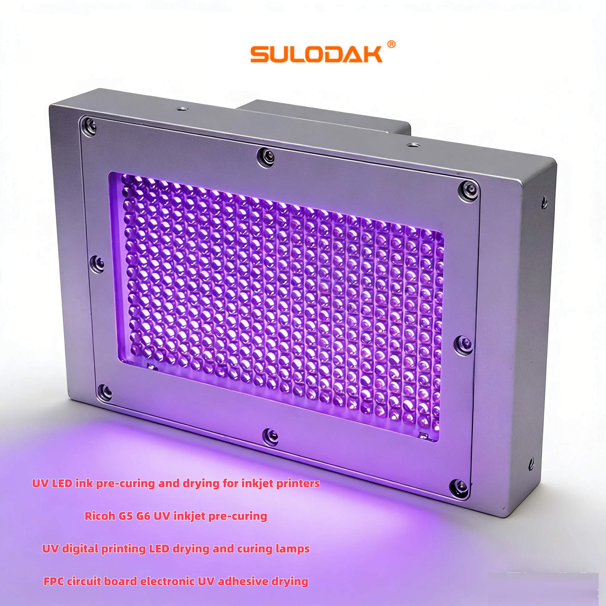 120*64 MM  Curing Led Lamp 360-420nm For Ricoh G5 G6  Inkjet Pre Curing And Electronic  Glue Bonding Sealing FPC Board