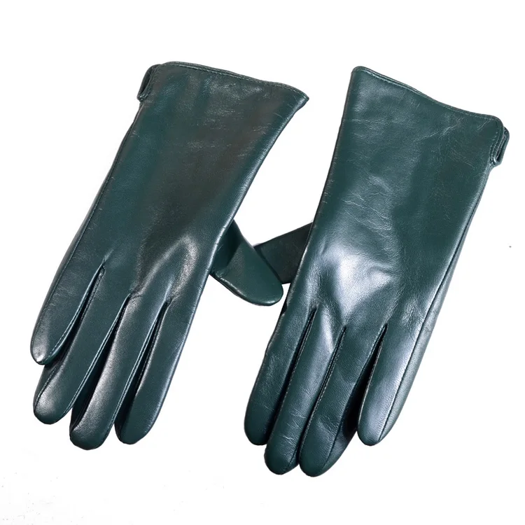 Women's Ladies Elegant Genuine Leather Wool Lining Winter Goat Skin Touch Screen Casual Riding Warm Short Gloves