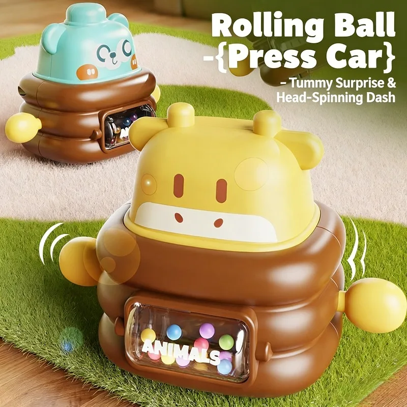 

Baby Press Toy Car Inertial Slid Forward Safe Material Rotat Roller Baby Early Education Puzzle Toy Cute Small Animal Power Car