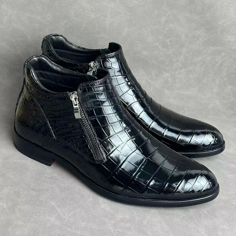 2024 new arrival Fashion crocodile skin Boots men,real leather martens PDD280