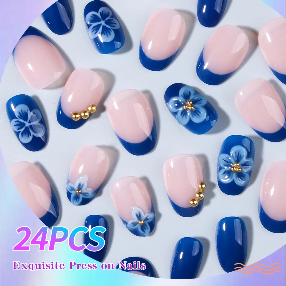 24 Stück Kurze Ovale 3D Gel-Na – Nail Art Halal Bewertung und Preis