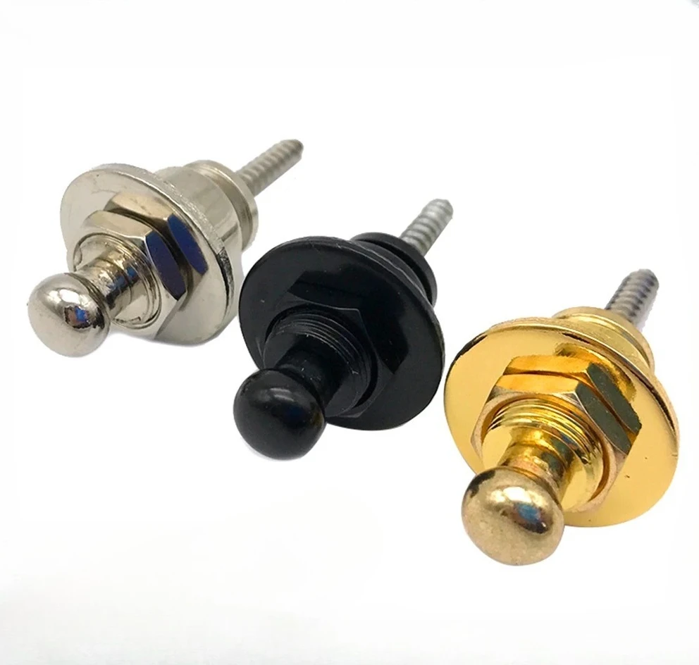 50Pcs Metal Guitar Strap Lock Straplock Endpin Button for Acoustic Electric Bass Guitarra Accessories Black Gold Chrome