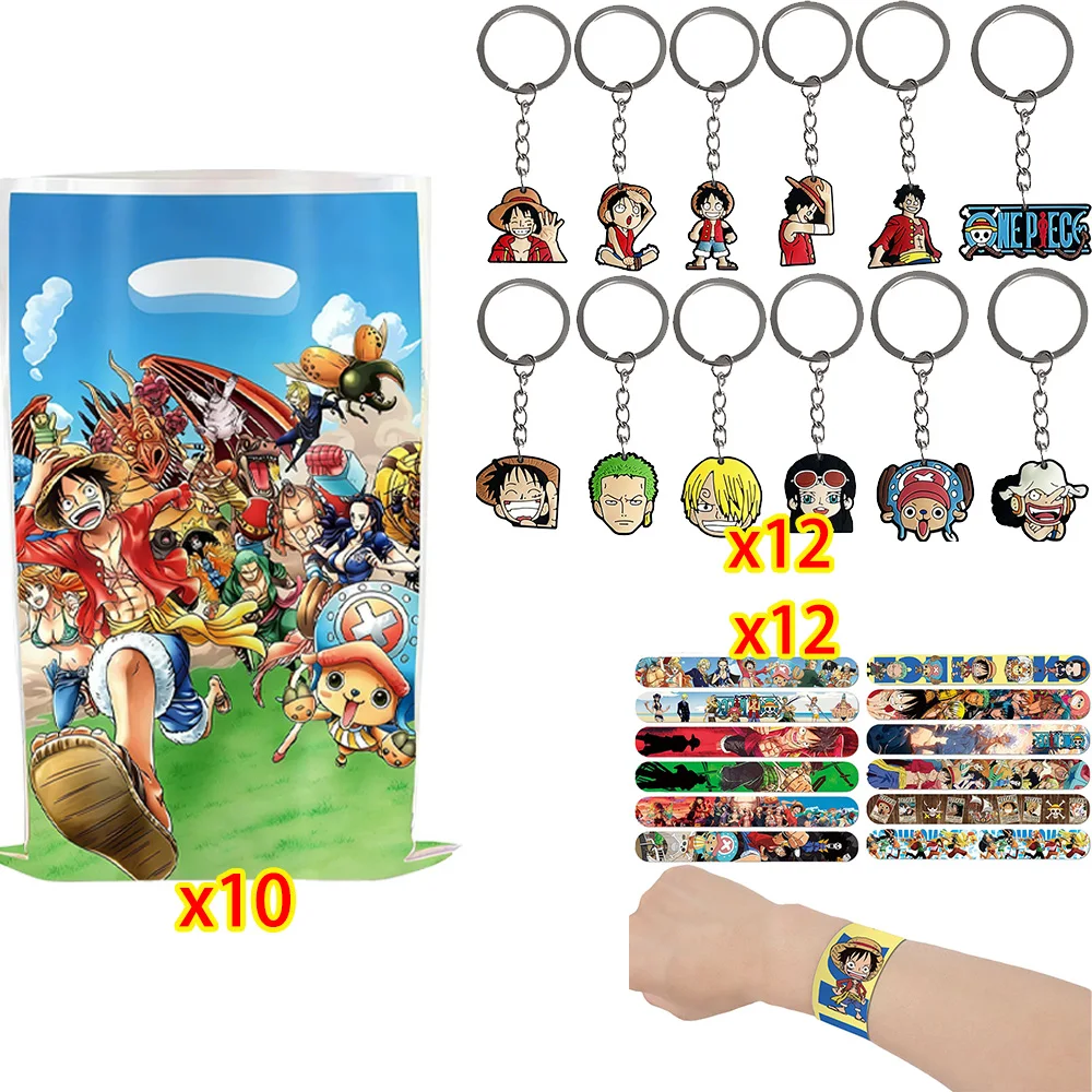 One Piece Anime Figuren Aufkleber Schlüsselanhänger Luftballons One Piece Anime Party-Set One Piece Themen-Geschenke für Gäste Babyparty