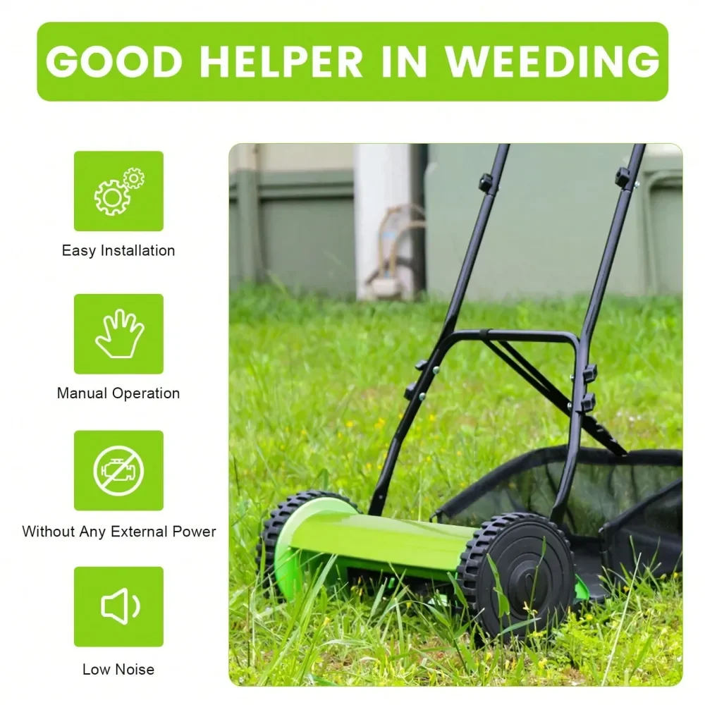 

Lawn Mower Grass Cutter Grass Cutting Machine WalkBehind Grass Catcher Adjustable Height Lawn Mower Manual Reel Push Walk Behin