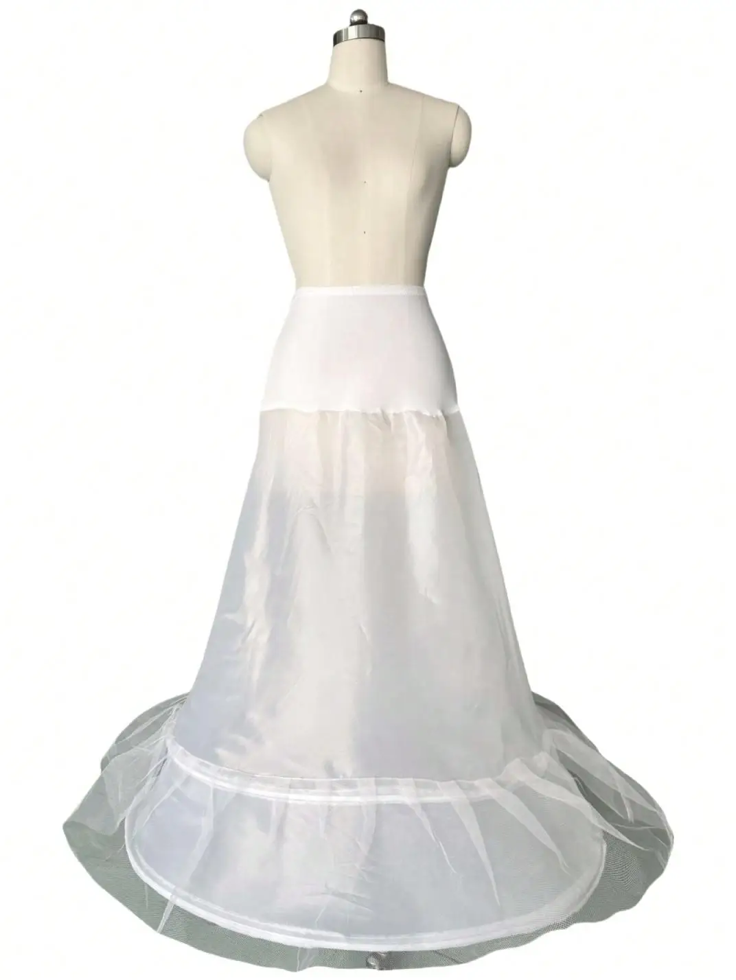 Enagua de boda de 2 aros, resbalón de crinolina nupcial para silueta natural de una línea, soporte de enagua suave y esponjoso para vestido de novia