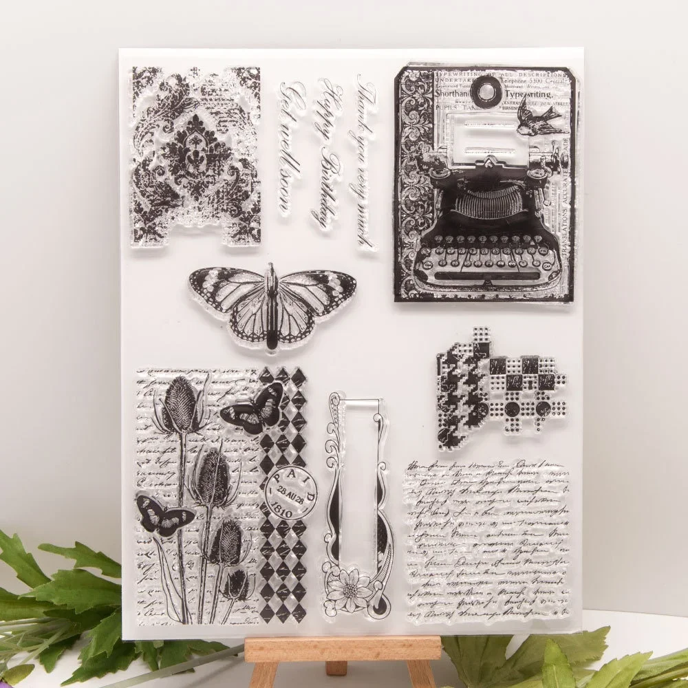 

Butterfly Pattern Clear Stamp Silicone Stamp for Thanksgiving Christmas Holiday Card Making and DIY Scrapbooking Journaling