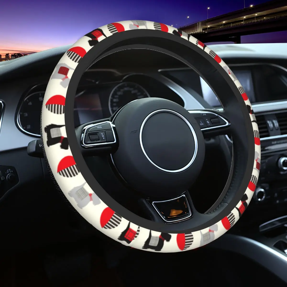 Scottish Car Steering Wheel Cover 38cm Animal Dog Lover Auto Steering Wheel Protector Car-styling Steering-Wheel Accessories