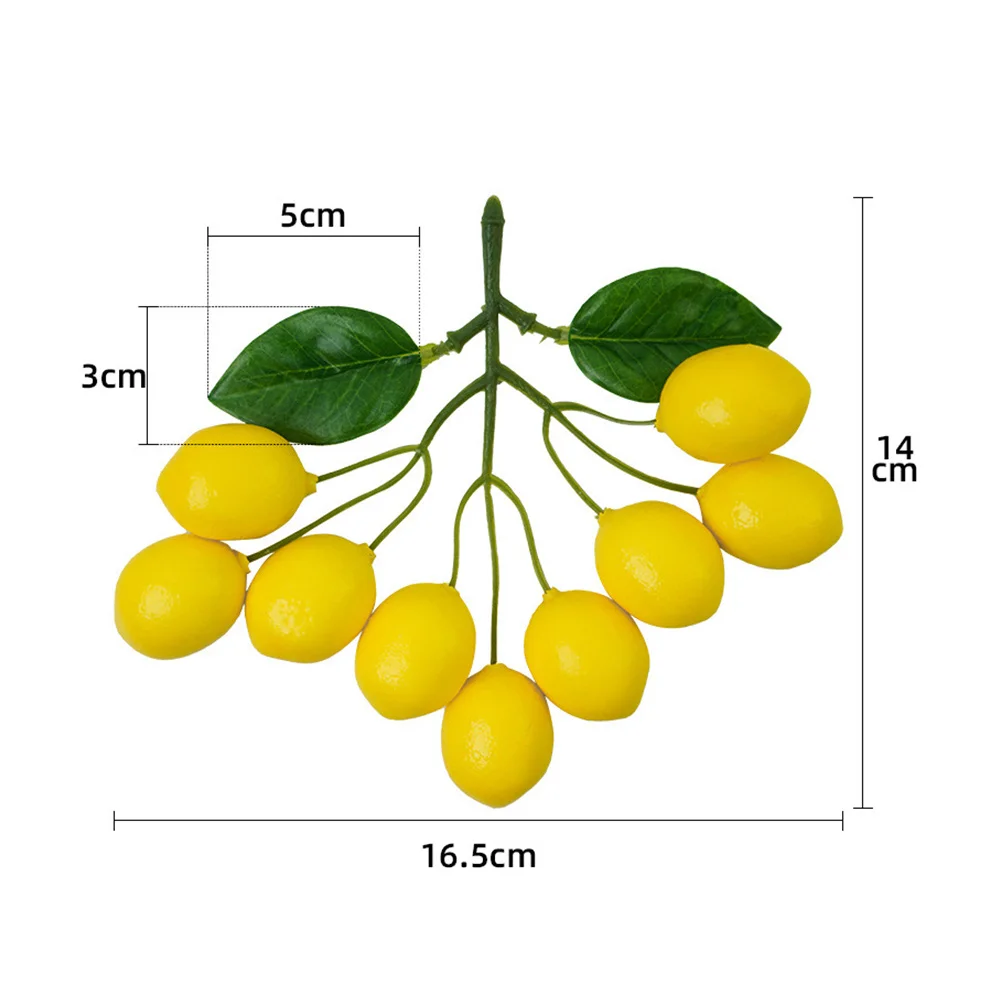 Tusuk sate Lemon imitasi 2 senar Dekorasi Dapur buah buatan properti Lemon dekorasi busa palsu untuk