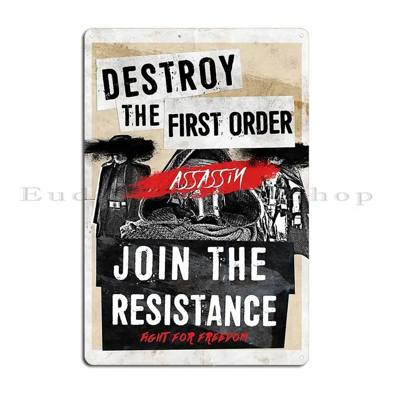 Join The Resistance Metal Sign Rusty Cinema Designing Iron Club Tin Sign Poster