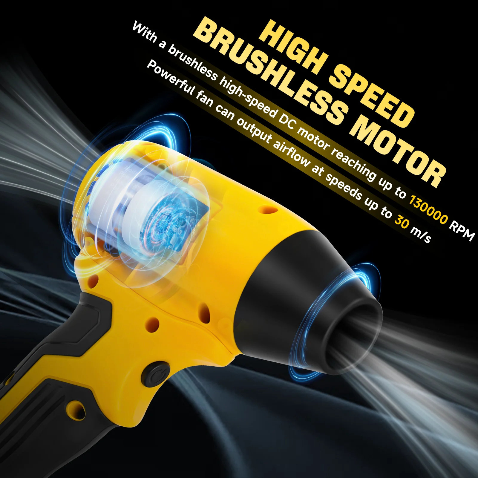 Brushless Mini Turbo Jet Fan 130000RPM Stepless Speed Air Blower Turbo Violent Blower for Dewalt 20V Battery (No Battery)