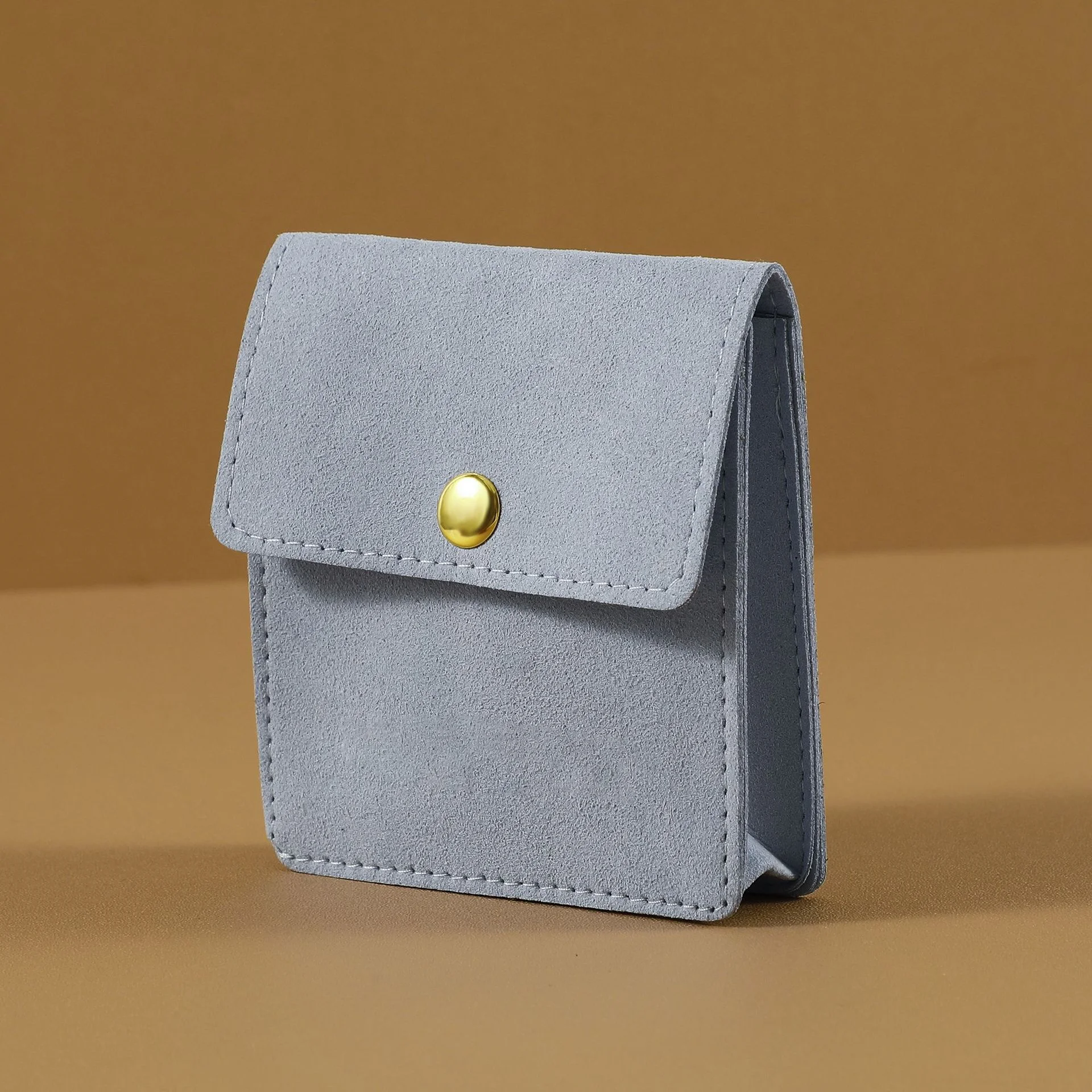 Bolsa de almacenamiento de joyas de terciopelo y gamuza de microfibra con logotipo personalizado con divisores: bolsa con botón a presión personalizada para pendientes y collares