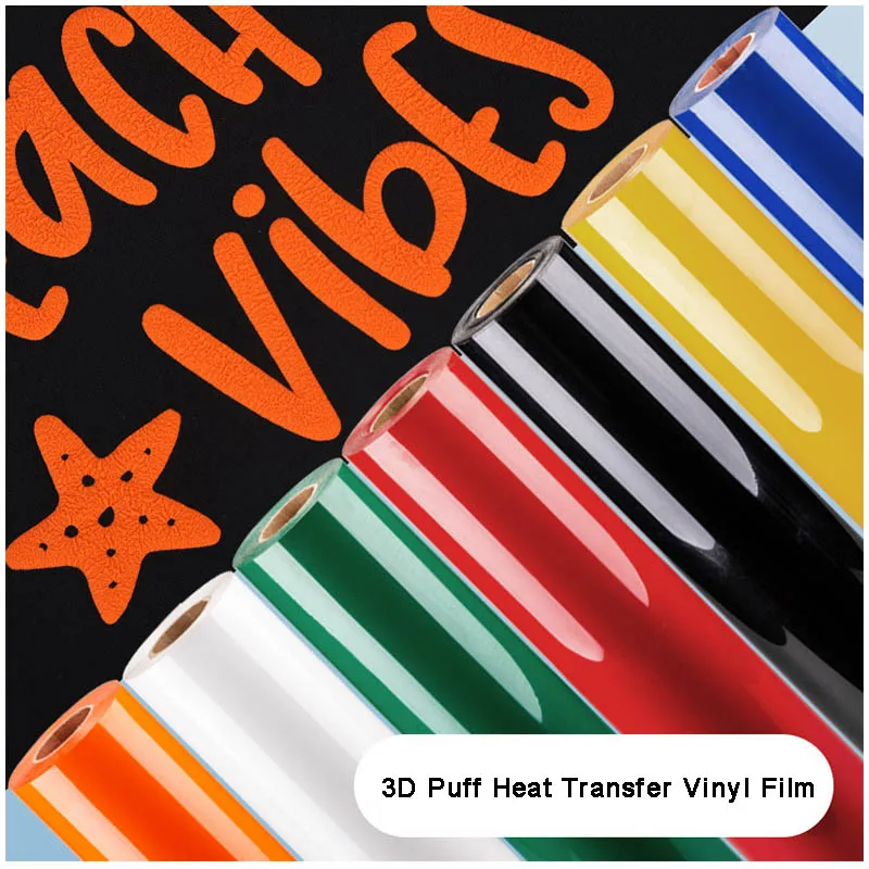 10Pcs Custom Your Logo 3D Puff Heat Transfer Vinyl Film HTV Press Label Heat Iron on Foam DIY T-Shirt Clothes Pillow Textile