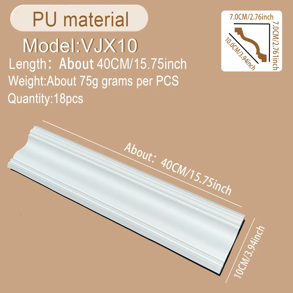 18 PCS PU Imitation Gypsum Ceiling Corner Moulding  Line Shockproof Anti-Crack Polyurethane Trim for Living Room Bedroom Ceiling