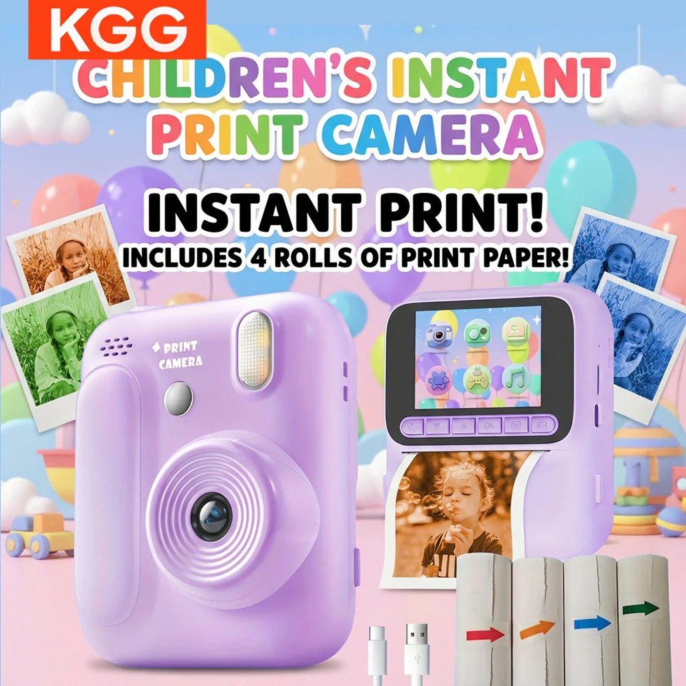 Color Printing Camera Kids Instant Camera 32GB 1080P Thermal Print Toys Camera Print Photo Video Games Children Gift