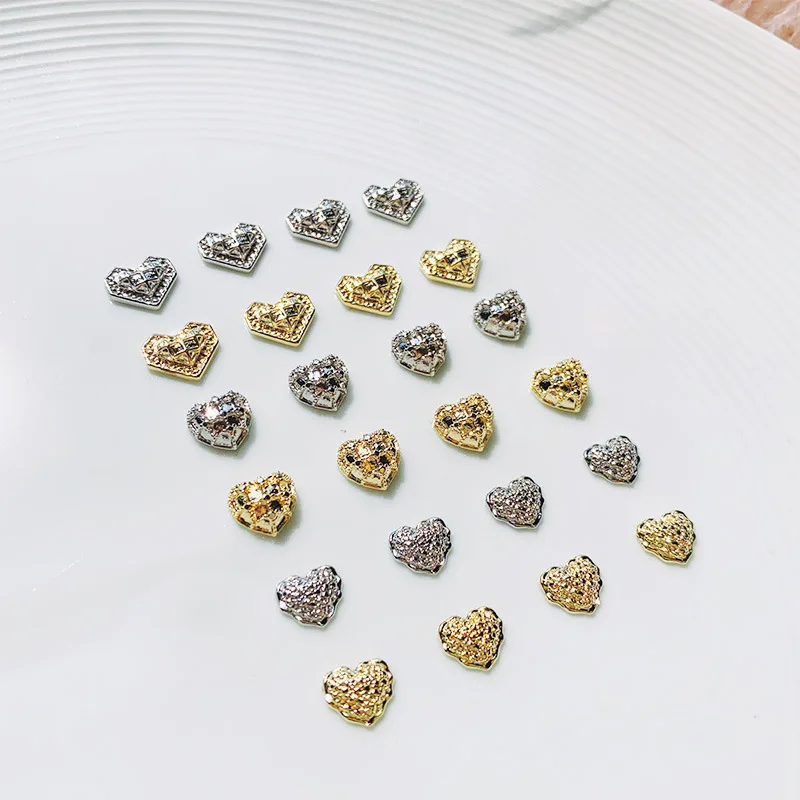 20pcs New Irregular Cut Peach Heart Nail Decoration Girl Sweet Cool Style Three Dimensional Simple Peach Heart Nail Decoration